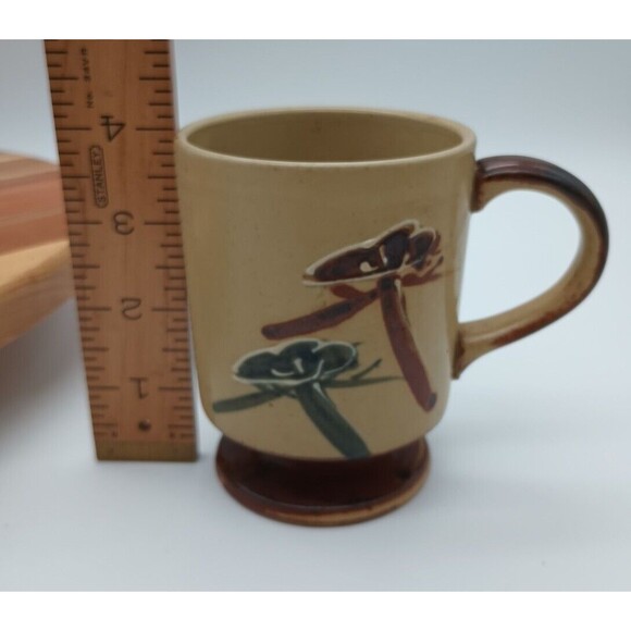 Vintage Stoneware Footed Mug Yellow Brown 70s - Picture 8 of 8